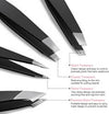 FACEMADE 4 Pcs Tweezers Set, Stainless Steel Hair Removal Makeup Tool, Gift, Black